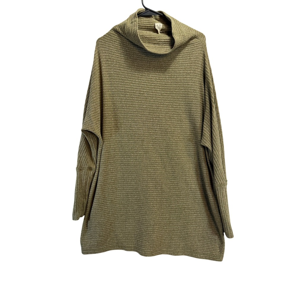 We The Free Free People Ottoman Slouchy Tunic Sweater Olive Green Ribbed Large
